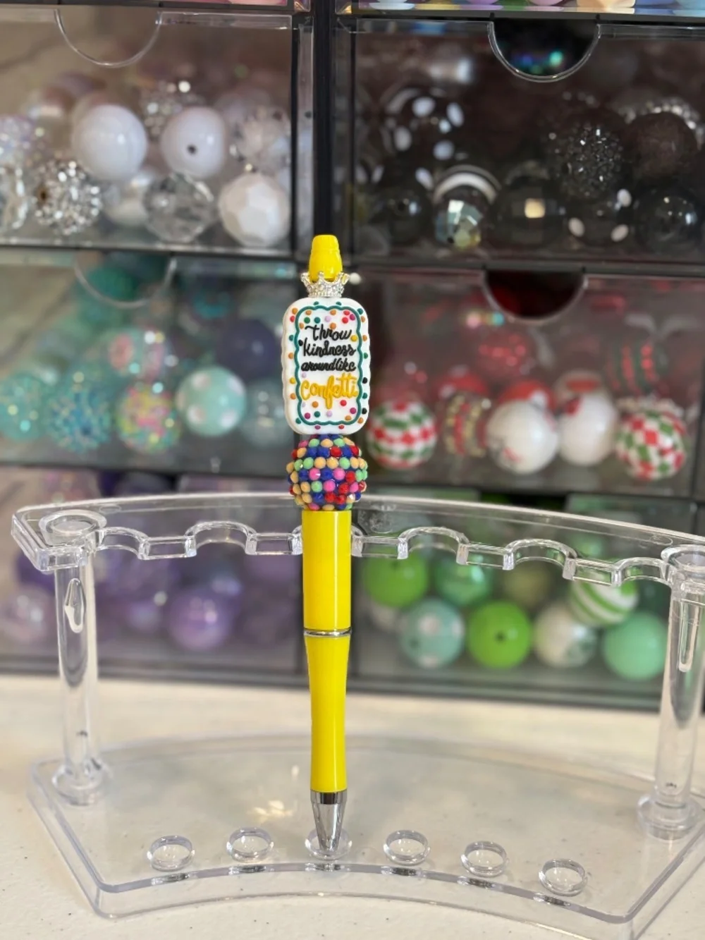 Handmade Throw Kindness around like Confetti Beaded Pen